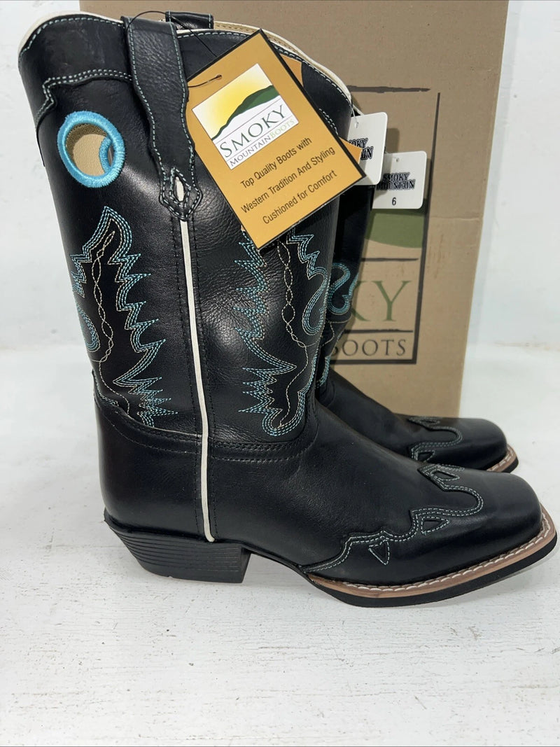 New Women’s Black Smokey Mountain Cowboy Boots. 3343 Y 6 D. 20-103