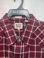 New Men’s ELY Cattleman Pink Short Sleeve Pearl Snap 3XL E-30 