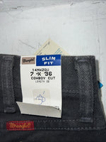 New Men’s Grey Cowboy Cut Wrangler Slim Fit Denim Jeans. 7x36 F-36