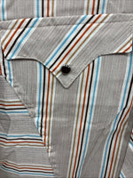 New Men’s Tem Tex Multicolor Stripe Long Sleeve Pearl Snap 16 Large Q-79