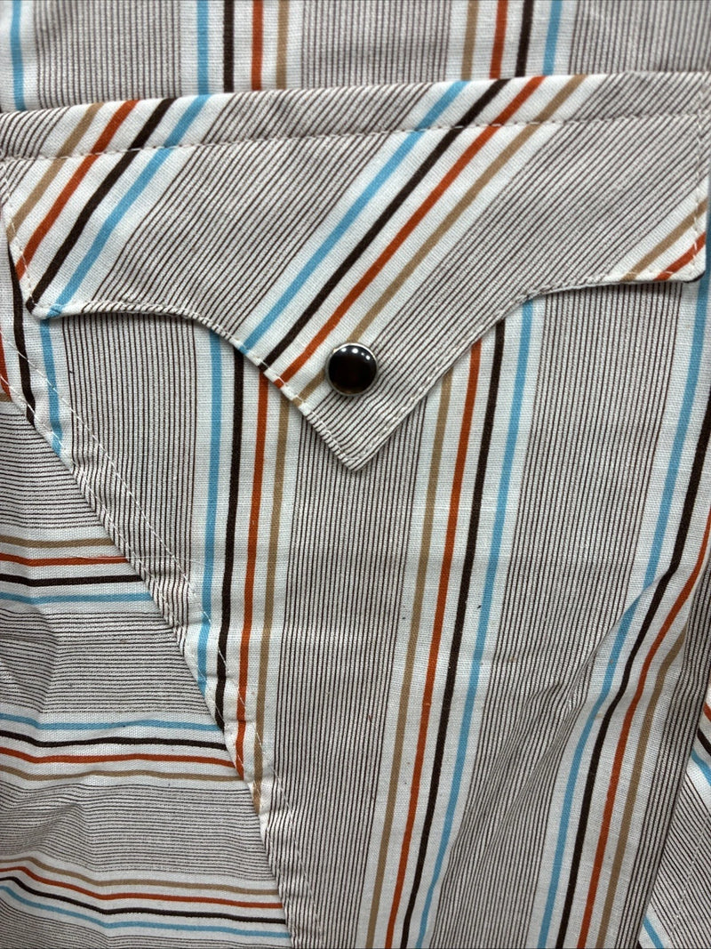 New Men’s Tem Tex Multicolor Stripe Long Sleeve Pearl Snap 16 Large Q-79