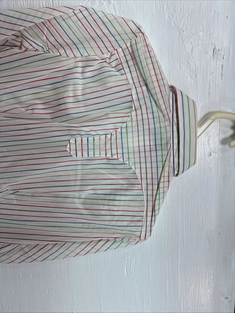 New Kids Rockmount Multicolor Stripe Long Sleeve Pearl Snap Size 32 CC-109