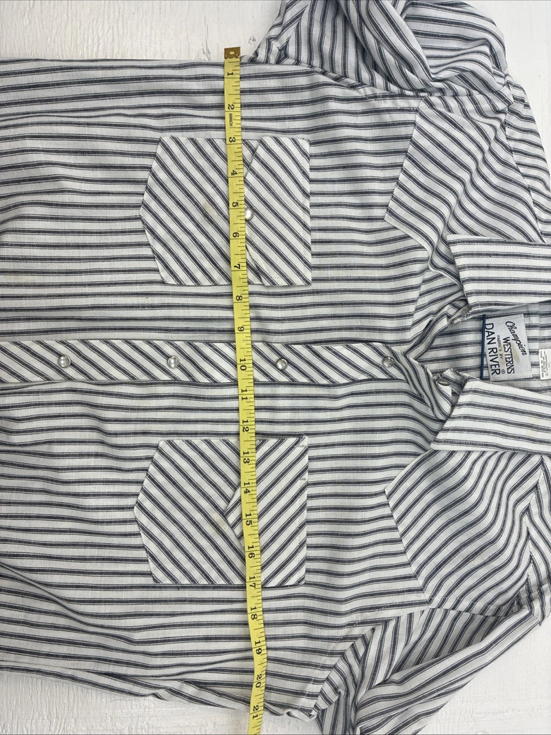 New Men’s Champion Western Gray Stripe Long Sleeve Pearl Snap 16 Large V-110