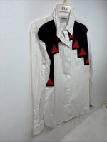New Women’s San Angelo White Designed Long Sleeve Button Up Medium YY-105