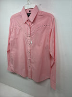 New Women’s White Horse Pink Gem Long Sleeve Pearl Snap Medium II-76