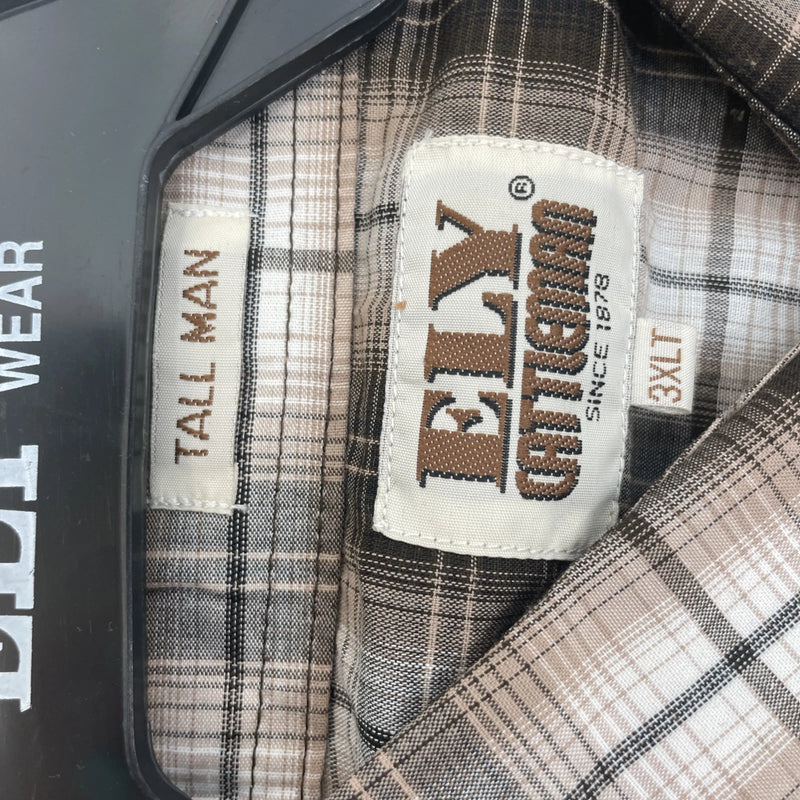 New Men’s ELY Cattleman Brown Long Sleeve Pearl Snap 3XL E-22