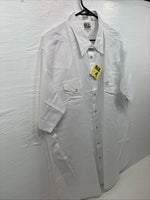 New Men’s ELY Cattleman Simple White Short Sleeve Pearl Snap 18.5 2XL M-74