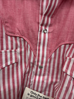 New Women’s Denver Pink Stripe Long Sleeve Pearl Snap Medium LL-101