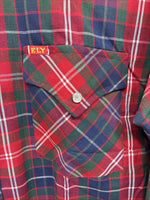 New Men’s ELY Plains Red Plaid Long Sleeve Pearl Snap 16.5 X 35 Large K-78