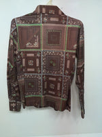 New Women’s Brown Floral Panhandle Slim Long Sleeve Button Up Shirt #3310 3B-57