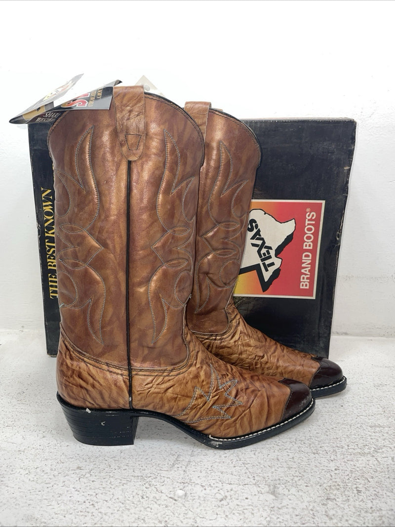 New Men’s Brown Texas Brand Cowboy Boots. 1081 8.5 8 1/2 E E. 3-88