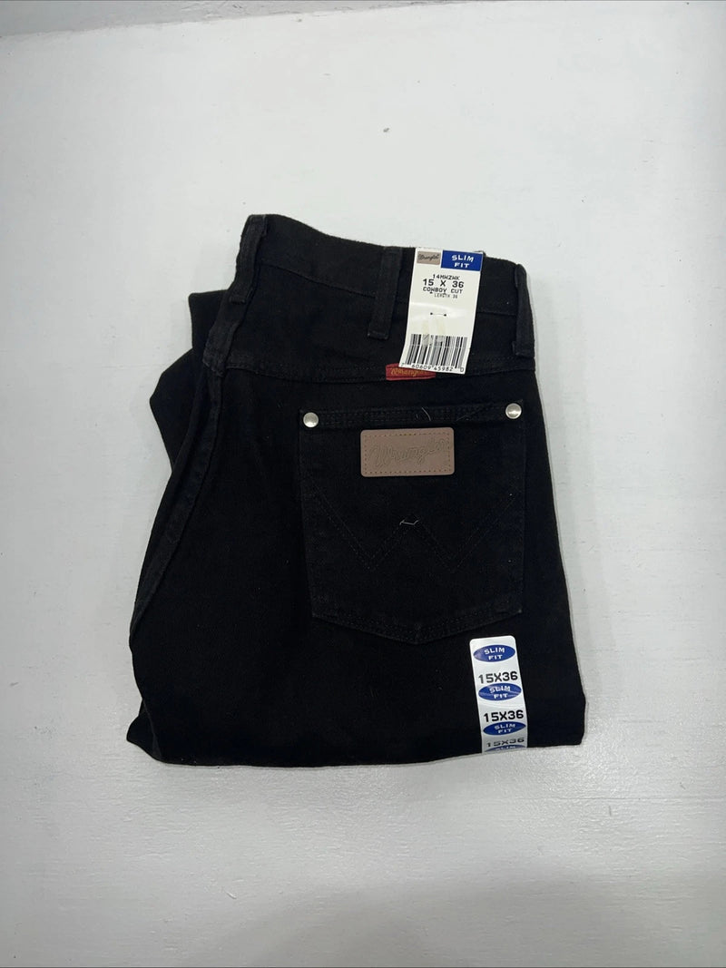 New Boys Cowboy Cut Wrangler Slim Fit Black Denim Jeans. 15x36 K-4