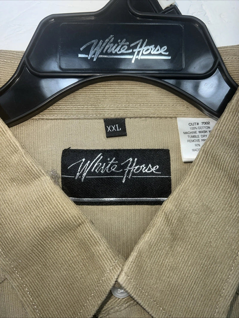 New Mens Tan Velvet White House Pearl Snap Long Sleeve Shirt. XXL G-65