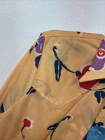 New Women’s Dickson Jenkins Orange Floral Long Sleeve Pearl Snap Size 36 II-79