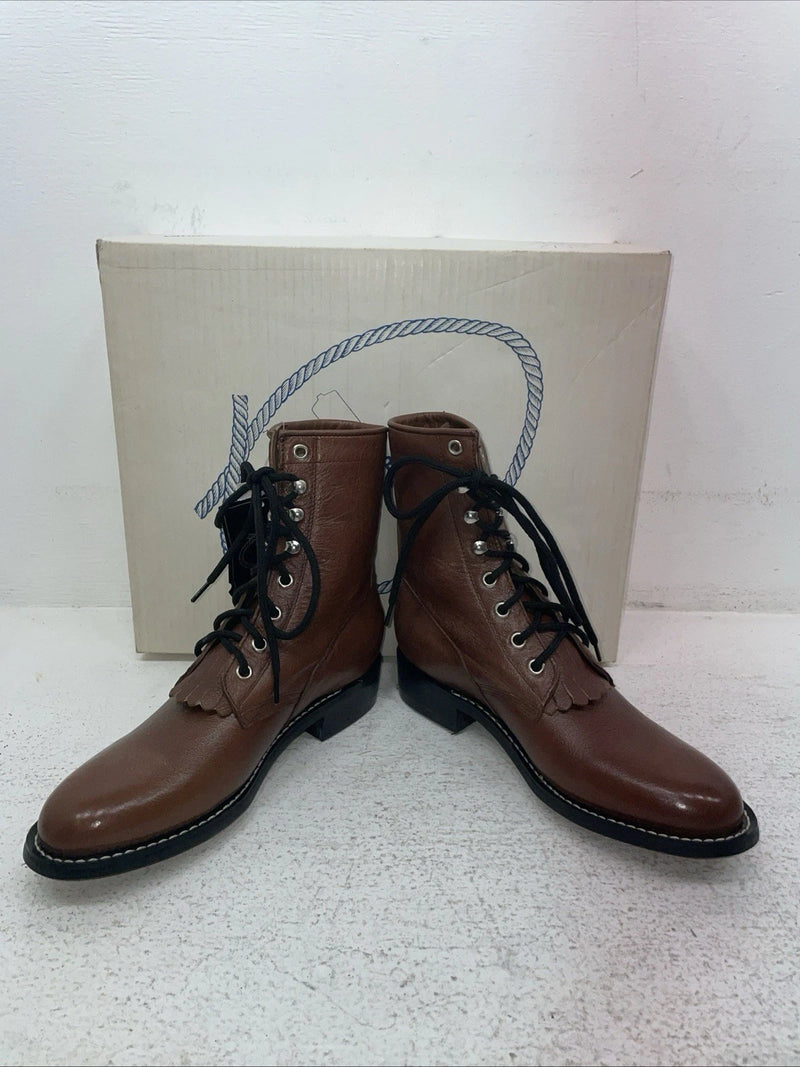 New Men’s Brown Lace Up A Jama Product Cowboy Boots. Y 5117 G 5. 2-59