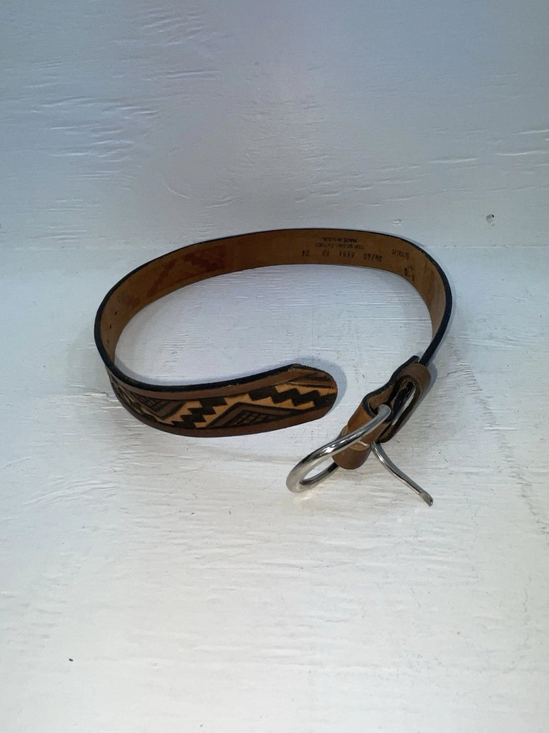 New Brown Genuine Leather Chambers Tooled 24” Belt #5551 NN-88