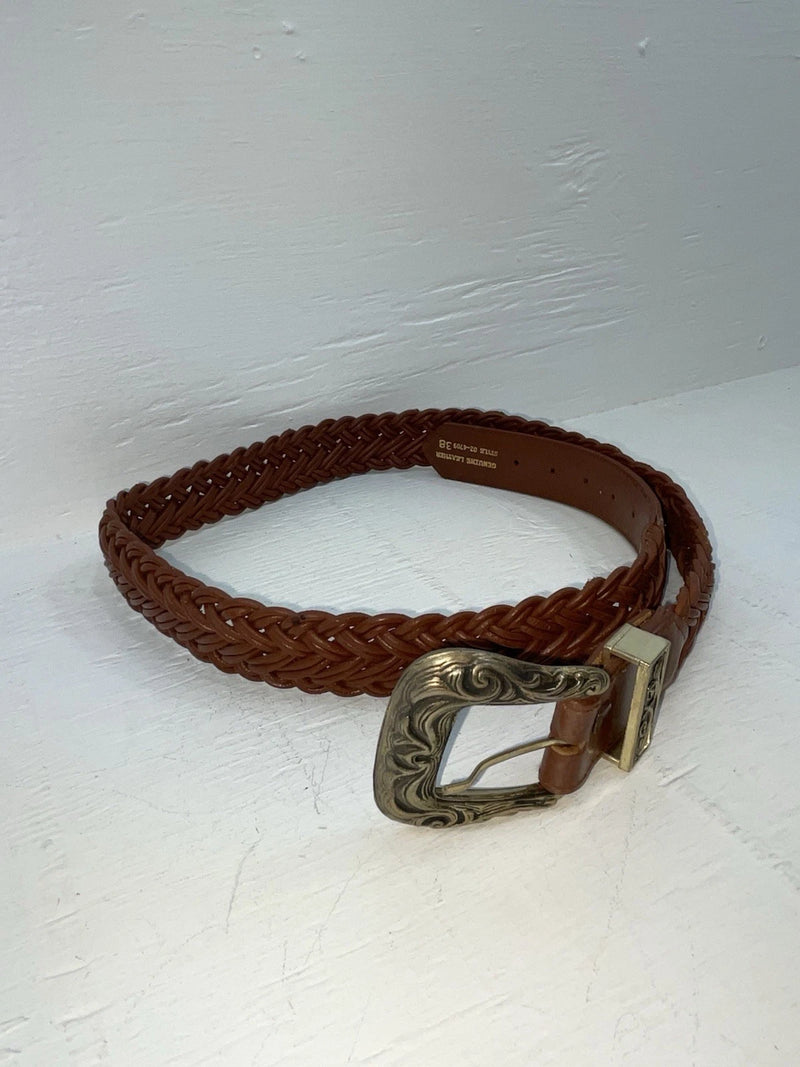 New Brown Genuine Leather Braided 38” Belt #20/4709 JJ-60