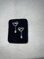 New Women’s Montana Silversmiths Silver Ribbon Heart With Dangle. ER60903 A-46