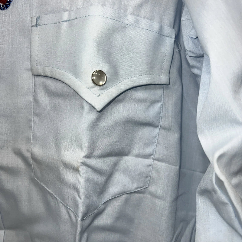 New Men’s Champion Western Blue Long Sleeve Pearl Snap 14.5 X 32 Small B-50