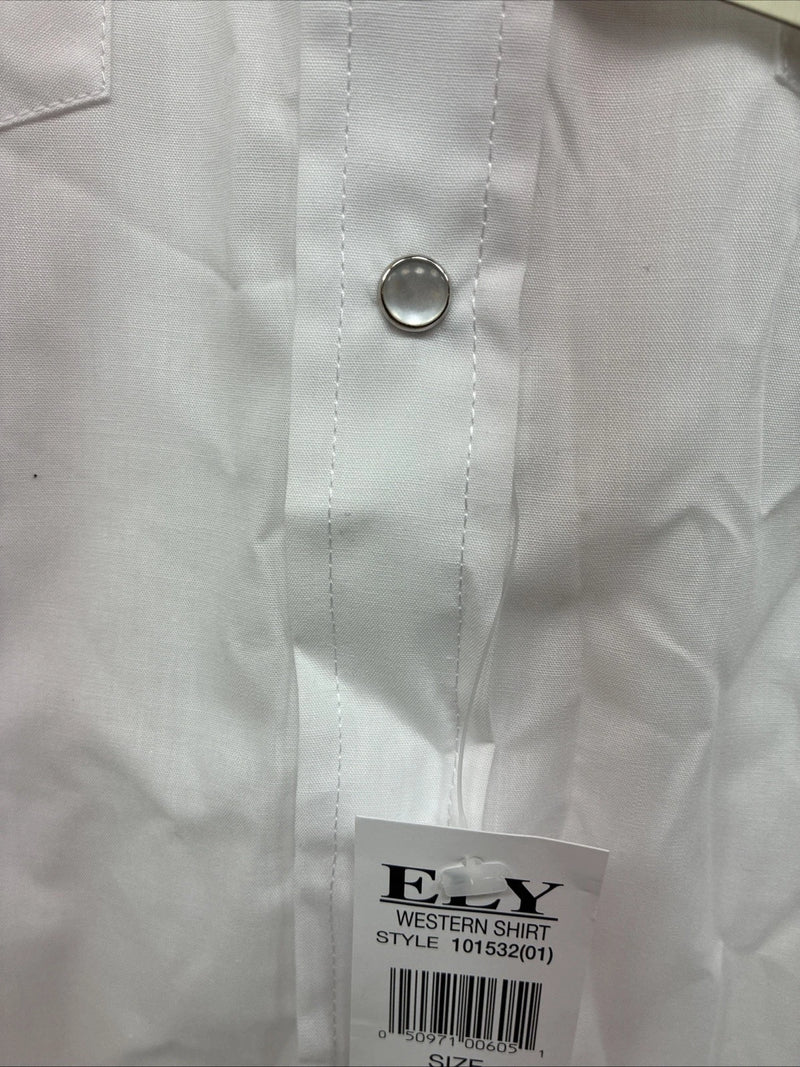 New Boys ELY Cattleman White Long Sleeve Pearl Snap Size 12 DD-110 