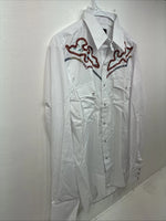 New Women’s Champion Western White Design Long Sleeve Pearl Snap 16 MM-42