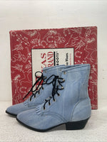 New Kids Blue Lace Up Texas Brand Cowboy Boots. P C 9169161 2.5 2 1/2 D. 23-159