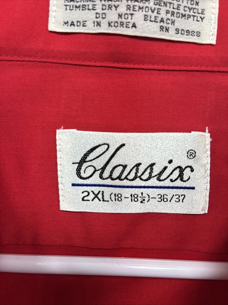 New Classix Red Long Sleeve Button Up English Short 18-18.5 2XL X-81