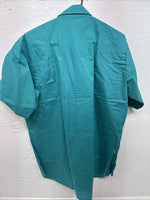New Men’s ELY Cattleman Teal Short Sleeve Pearl Snap Shirt 17 XL X-107