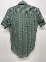 New men’s Western Shirt Works Green Pearl Snap Short Sleeve 14.5 Small A-181