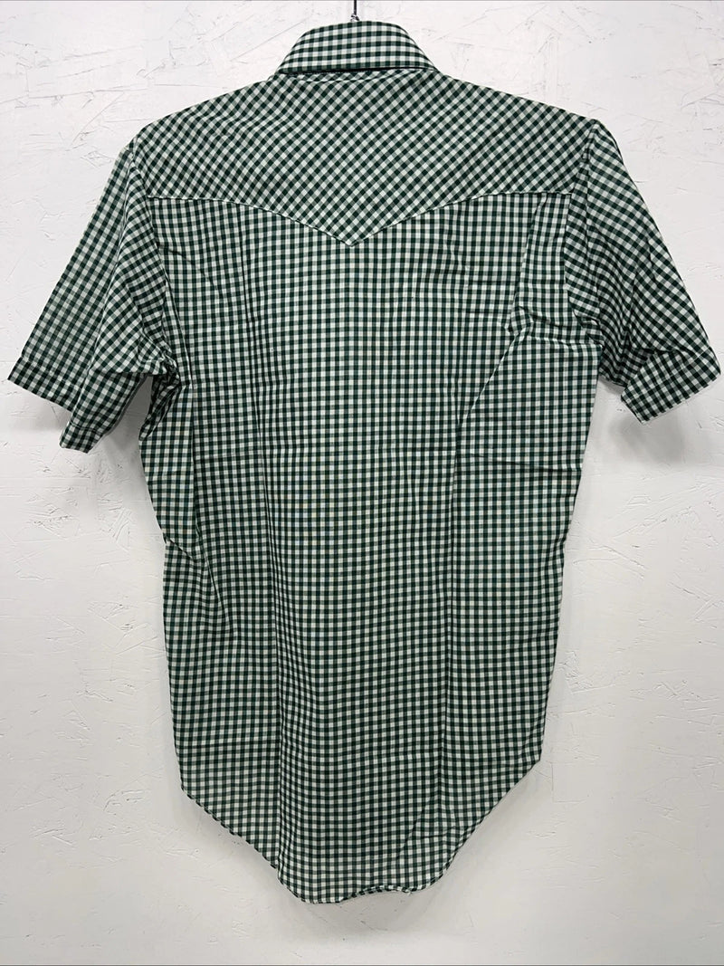 New men’s Western Shirt Works Green Pearl Snap Short Sleeve 14.5 Small A-181