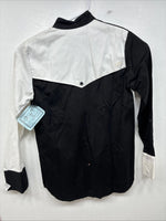 New Kids Cowboy Threads Black White Long Sleeve Button Up Size 10 TT-26