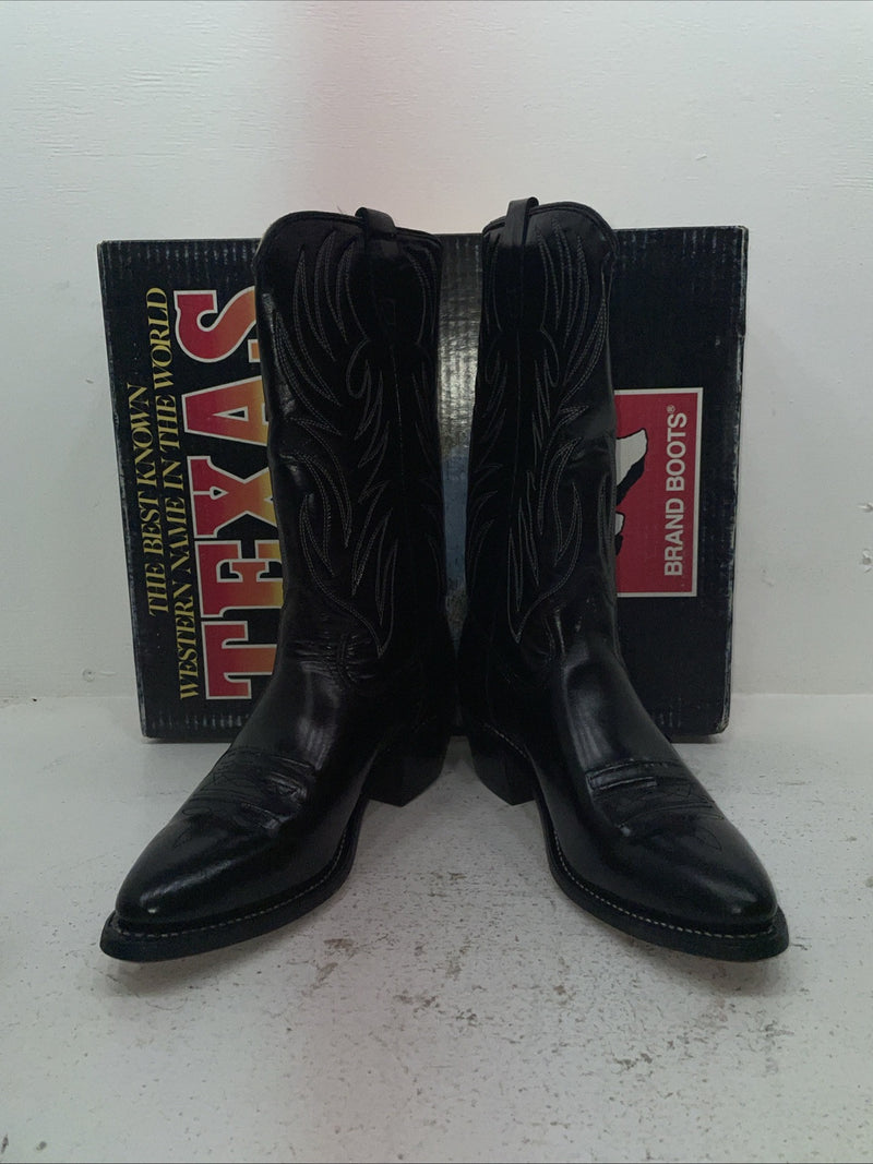 New Men’s Black Texas Brand Cowboy Boots. N 5010 10.5 10 1/2 D. 7-96