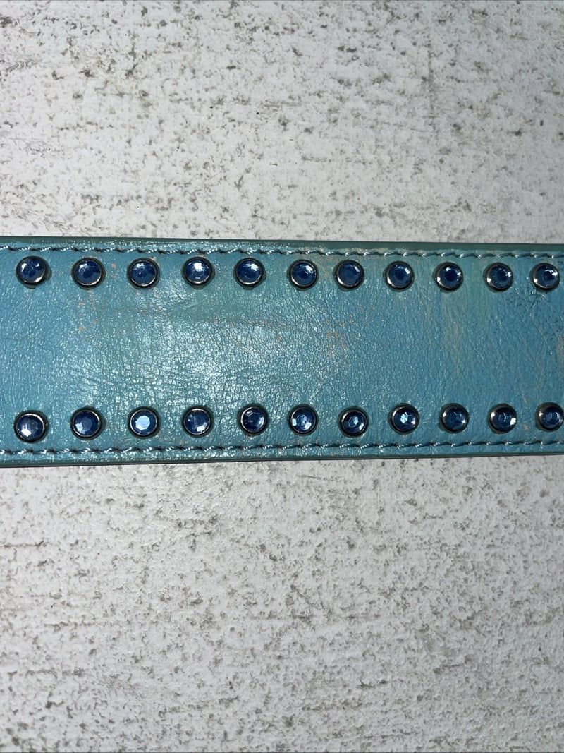 New Blue Genuine Leather 3-D Belt Blue Bling 32” Belt #677 Z-3