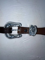 New Brown Genuine Leather Nocona Silver Pendent 26” Belt #3016602 NN-84