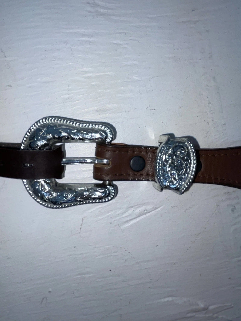 New Brown Genuine Leather Nocona Silver Pendent 26” Belt #3016602 NN-84