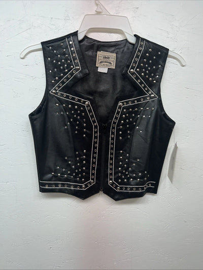 New Women’s 1849 Authentic Ranchwear Black Star Western Show Vest XXS WW-76
