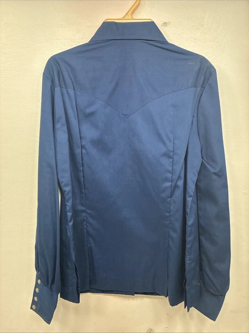 New Women’s Panhandle Slim Blue Long Sleeve Pearl Snap Size 35 KK-98