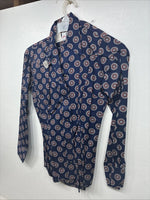 New Women’s Tem Tex Blue Design Long Sleeve Pearl Snap Size 32 MM-61