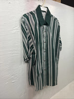 New Men’s Cowboy Threads Green Stripe Short Sleeve Button Up Large DD-43
