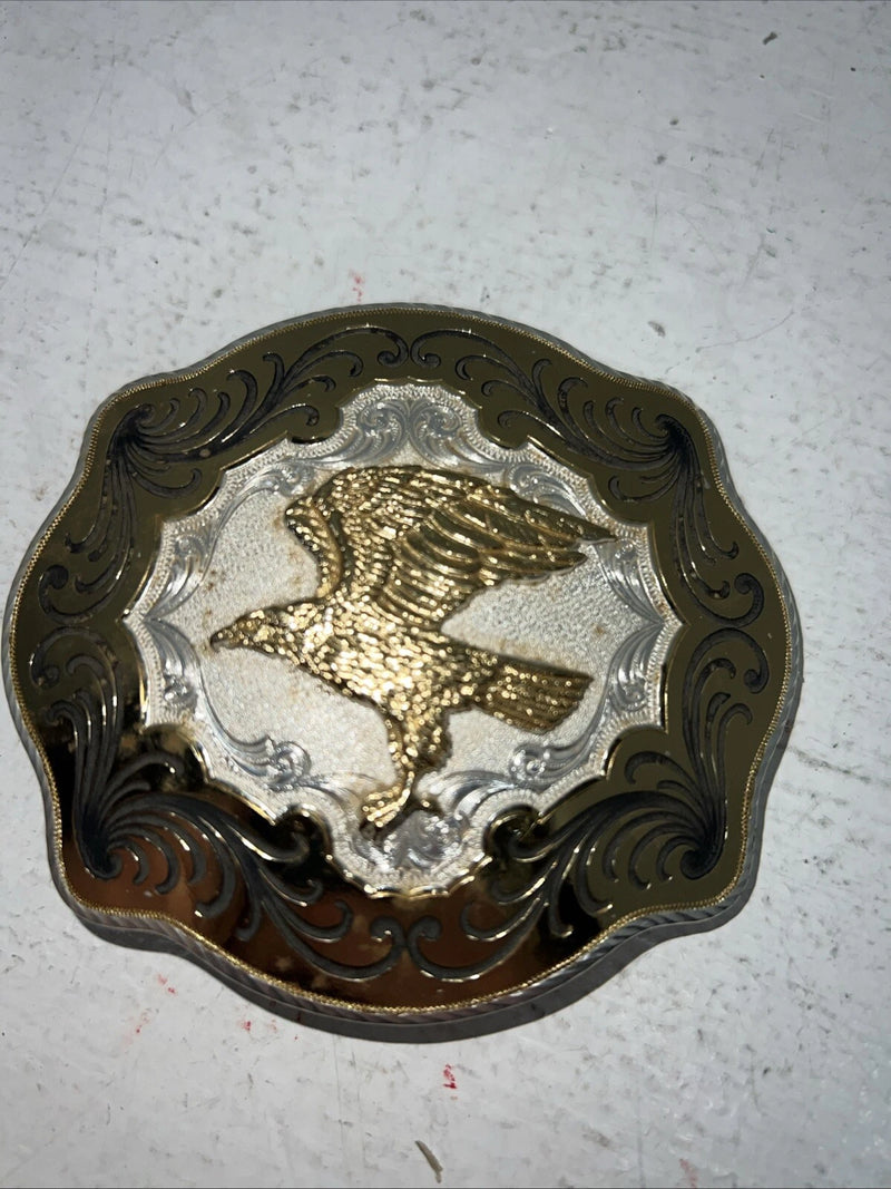 New Men’s Women’s Montana Silversmiths Gold Silver Black Bird Belt Buckle. F-18