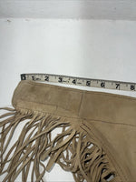 New Tan Congress Leather Show Chaps With Fringe Adjustable Waist 44” L-45