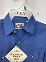 New Kids ELY Cattleman Blue Long Sleeve Button Up Small DD-134