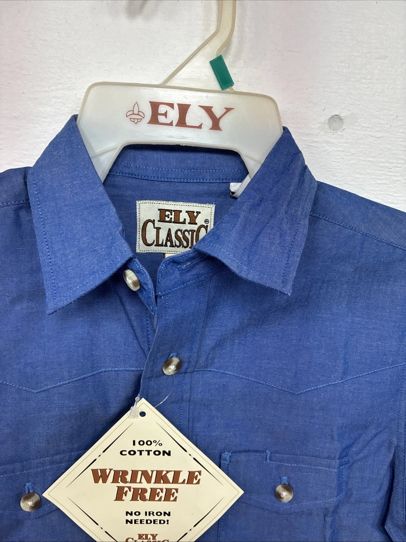 New Kids ELY Cattleman Blue Long Sleeve Button Up Small DD-134