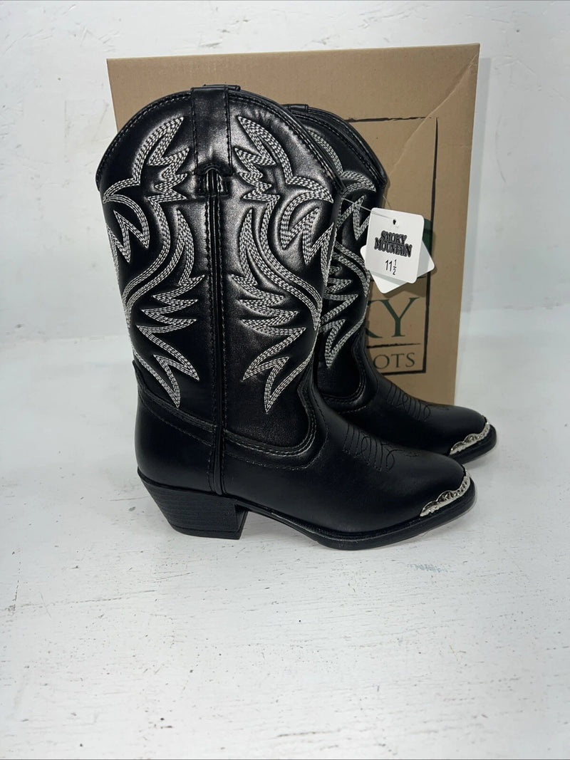 New Children’s Black Smoky Mountain Cowboy Boots. 1032BC 11.5 11 1/2z 24-107
