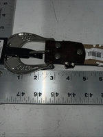 New Geniune Leather Nocona Brown White Belt Large #N3488802 W-9