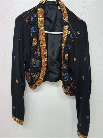 New Women’s Black I Did It Short Jacket With Beads Small UU-68