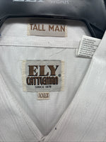 New Men’s ELY Cattleman White Long Sleeve Stripe Pearl Snap 2XL F-58
