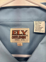 New Men’s ELY Cattleman Blue Western Short Sleeve Pearl Snap XL R-68