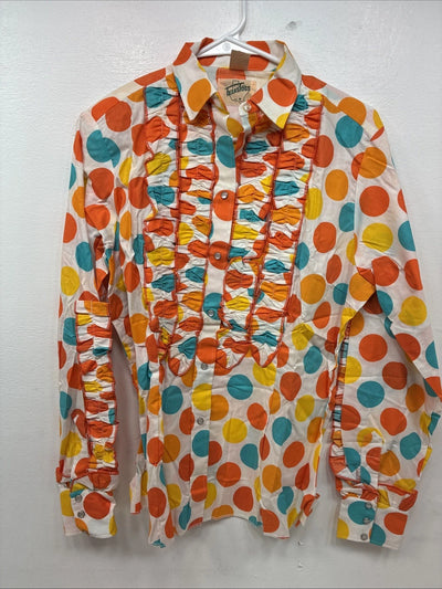 New Women’s TexasTogs Polkadot Long sleeve Pearl Snap Size 38 MM-51