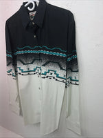 New Men’s Cumberland Outfitters Blue Black Long Sleeve Button Up Shirt L 3B-82